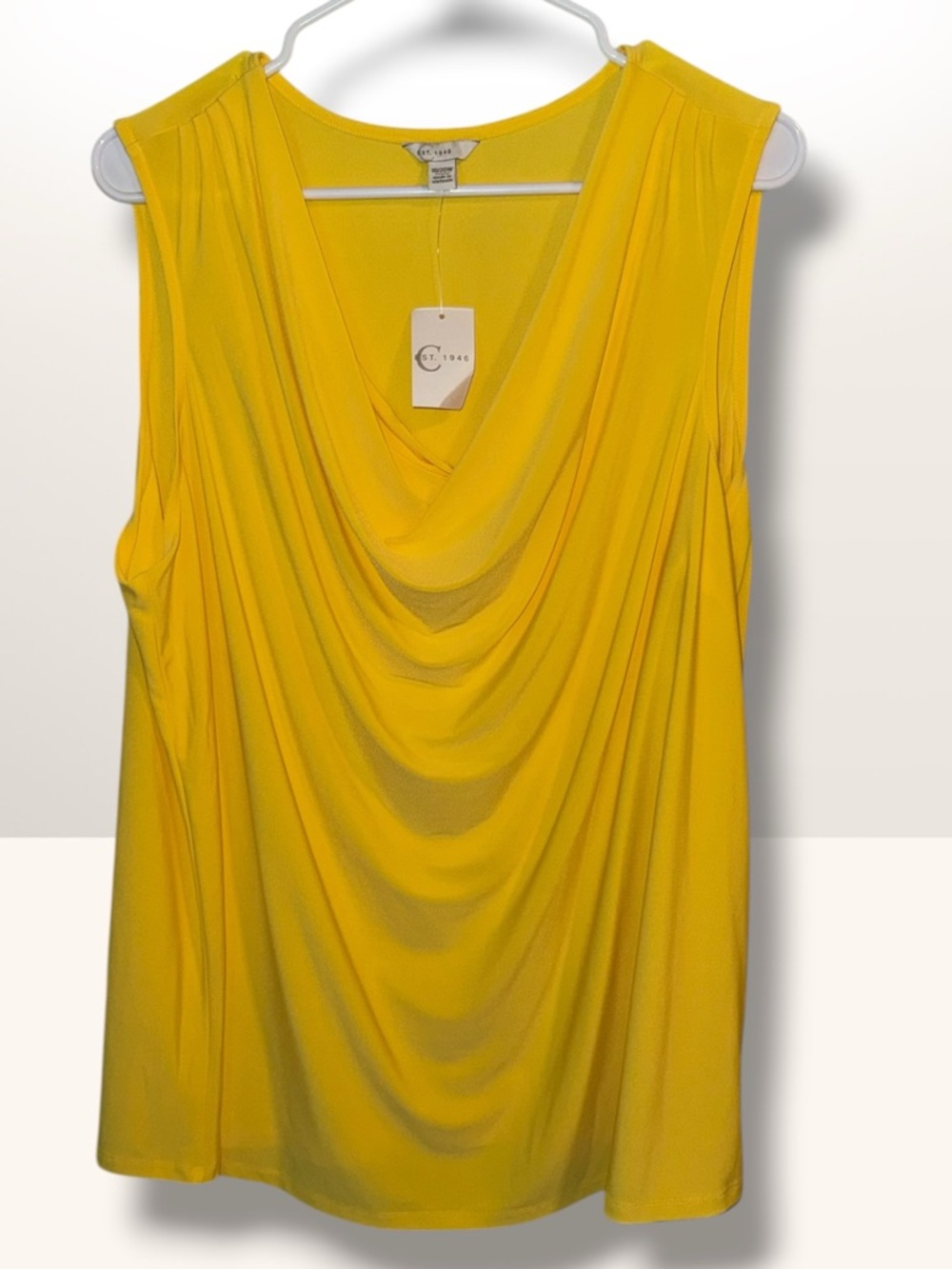 CEST 1946 Yellow Draped Sleeveless Top